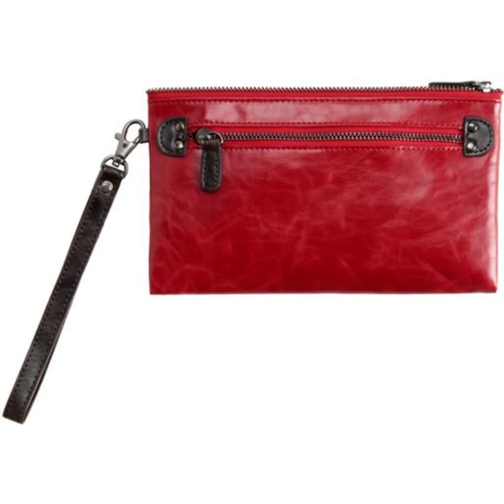 Harper Zip Pouch Wristlet Vegan - Pomegranate